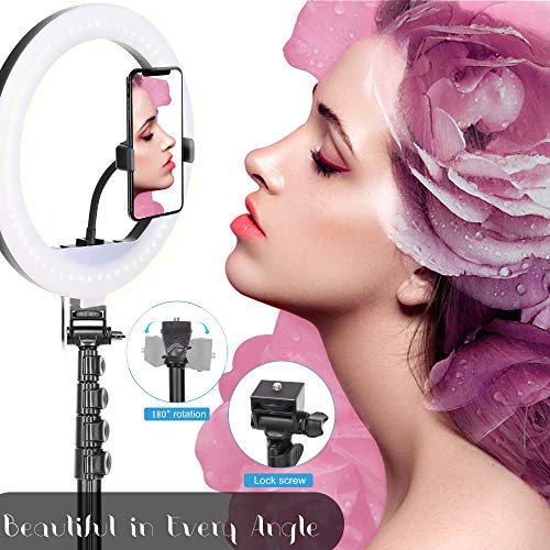 Dimmable Ring Light 12-Inch Led Beauty Photography Fill Light with Foldable Tripod Stand Cellphone Holder for Camera Phone YouTube Live Streaming Self-Portrait Selfie Video Studio Shooting