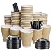12oz 100 Packs Insulated Kraft Ripple Wall Disposable To Go Paper Coffee Cups for Office Parties Home Travel Corrugated Sleeve Hot Drink Cups with Lids & Straws primary