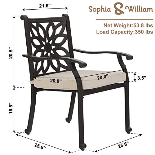 Sophia & William Patio Outdoor Dining Chairs Set of 2, Brown Cast