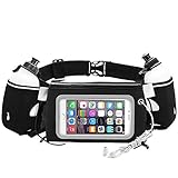iRainy Neoprene Water-Proof Hydration Running Belt W Touchscreen Zipper Pockets Fitness Workout Belt with Two 12oz BPA-Free Leak-Proof Water Bottles Belt Fits All Smartphones