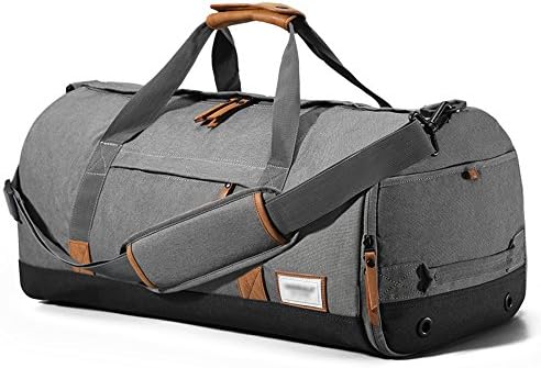 URBANATURE - Water Resistant Gym Bag Duffle Bag Weekend Bag ( Shoes’ Pouch Removable ) (Dark Grey)