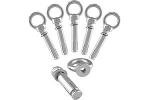 6 Pack M8 x 80mm 304 Stainless Steel Ring Lifting Expansion Eyebolt Bolt with Eye Ring Anchor Internal Eye Bolt Fastener for 