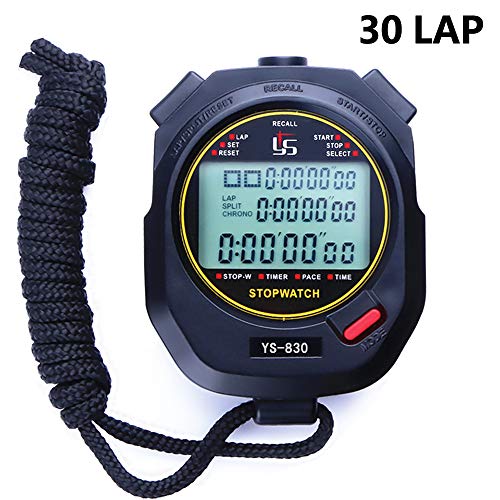 PULIVIA Stopwatch 30 Lap Split Memory Digital Sports Stopwatch Countdown Timer 12/24 Hour Clock Alarm Calendar with Pace Mode 3 Rows Display Large Screen Water Resistant Battery Included for Sports - Thumbnail 7