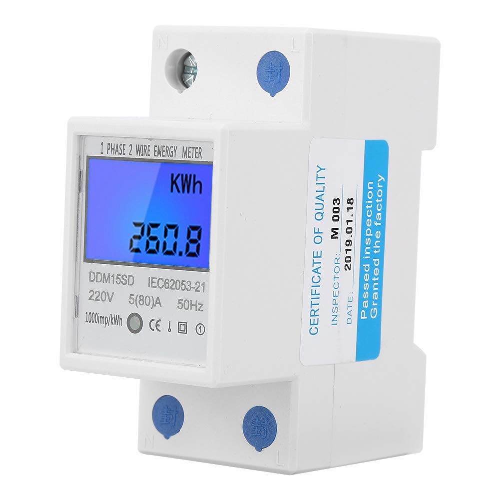 DDM15SD Energy Meter - Single Phase Digital Display with LCD Backlight, 5-80A for Home, Office, and Industrial Use