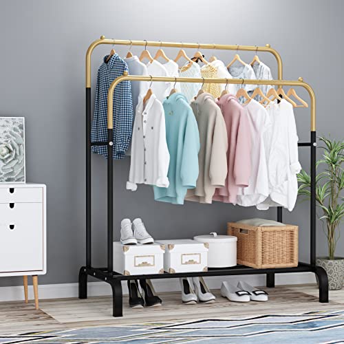 UDEAR Garment Rack Freestanding Hanger Double Rods MultiFunctional