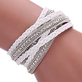 Susenstone Women Bohemian Bracelet Woven Braided Handmade Wrap (White)