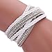 Susenstone Women Bohemian Bracelet Woven Braided Handmade Wrap (White)