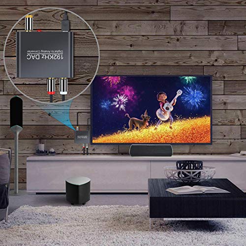 COLFULINE Updated 192kHz DAC Digital to Analog Analogue Audio Converter Coaxial Optical Toslink RCA R/L 3.5mm Audio Jack for PS3/PS4 Xbox HDTV DVD Headphone