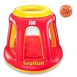Ivation Inflatable Floating Basketball Hoop & Blow Up Ball for Swimming Pool & Water Sports – Exciting, Fun Summertime Water Game for Players of All Ages – 36” Tall