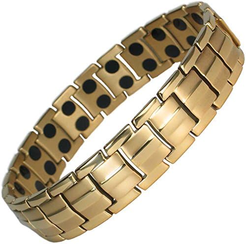 IonTopia Hermes Titanium Magnetic Therapy Bracelet Gold Plated XL with Free Links Removal Tool
