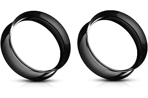 Pierced Owl Black Ultra Thin Silicone Double Flared Saddle Tunnels, Sold as a Pair