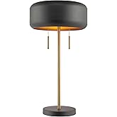 Globe Electric x Novogratz 67347 22" 2-Light Table Lamp, Metallic Dark Gray, Dual Pull Chain Switch, Modern Lighting for Bedr