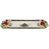 Spode Christmas Tree Figural Tartan, 12-Inch Festive Serving Tray with Tartan Border - Fine Earthenware - Holiday Tableware for Cookies, Appetizers & Snacks, Christmas Dinnerware & Entertaining