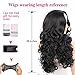 KRSI Long Wavy Curly Synthetic Hair Wigs for Black Women 28Inch Natural Black Wigs With Bangs Heat Resistant None Lace African American Women's Wigs+Free Cap (Black)