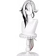 PRIOUTZ Costume Wig for Genshin Fontaine Arlecchino Cosplay Anime Party Wigs Women Silver White Black Side Part Synthetic Hair