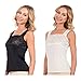 Womens Patricia Lingerie Stretch Fabric Lace Detail Square Neck Camisole (Small, 2 Pack Black/Ivory)