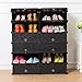 UNICOO - Multi Use DIY Plastic 12 Cube Shoe Rack,Organizer, Bookcase, Shoes Cabinet (2×6, Black with Black Doors)