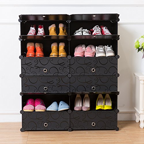 UNICOO Multi Use DIY Plastic 10 Cube Shoe Rack Bookcase