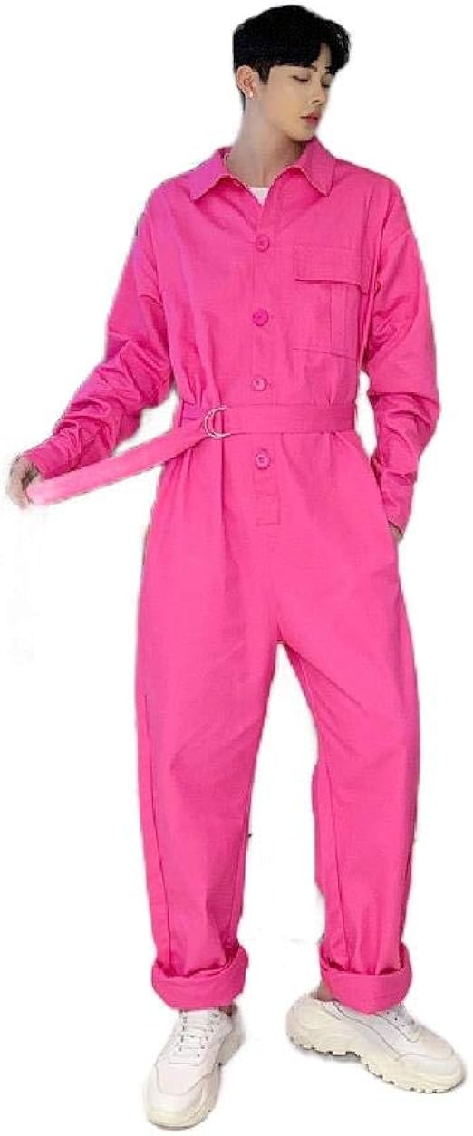 AngelSpace Men's Combat Jumpsuits Overall Romper Button Down Work Pants