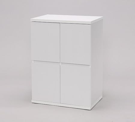 Amazon Co Jp 収納家具 キャビネット 扉が観音開きタイプのキャビネット 収納家具 オシャレ リビングボード 整理棚 収納ボックス ホワイト ホーム キッチン