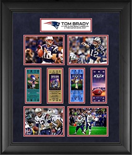 Collectible New England Patriots Quarterback Tom Brady Photos with Replica Tickets from Super Bowl 36, 38, 39 and 49