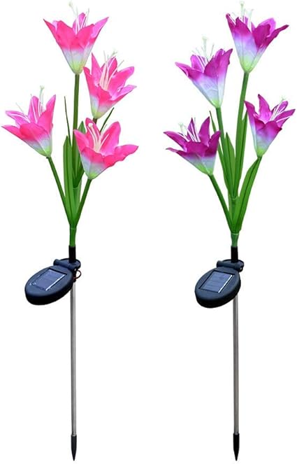 Ycxydr Luces solares de jardín 4 Flor Solar Solar Luces Decorativas