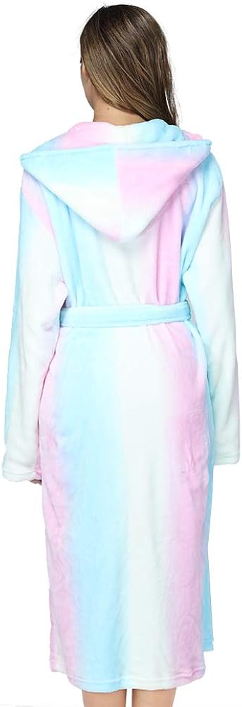 RONGTAI Fleece Womens Robe Lightweight Soft Plush Warm Bathrobes with Hood at  Women’s Clothing store