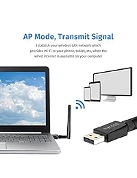 Adaptador inalámbrico USB WiFi, 1,968.5 ft de doble correa (2,4 G 150 Mbps+5 G 433 Mbps), adaptador USB de red WiFi, compatible con Windows XP Vista 7 8 8.1 10, MAC OS