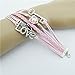 Willsa Stylish LOVE Heart Pearl Design Faux Leather Alloy Charm Bracelet Pink