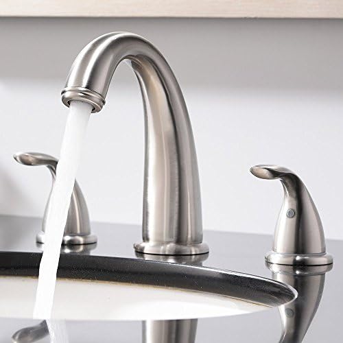 Modern Solid Brass Two Handle Widespread Brushed Nickel Bathroom Sink Faucet, Bathroom Faucet