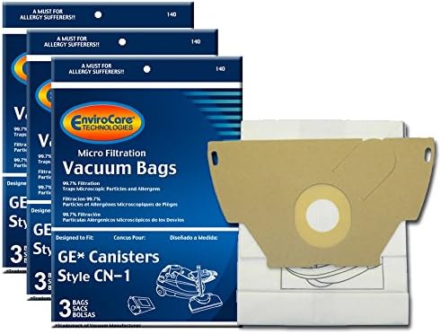 EnviroCareReplacement Micro Filtration Vacuum Cleaner Dust Bags made to fit GE Canisters CN-1 9 Bags