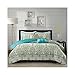 Intelligent Design Tasia Duvet Cover Full/Queen Size - Green Aqua, Paisley Duvet Cover Set – 5 Piece – Ultra Soft Microfiber Light Weight Bed Comforter Covers
