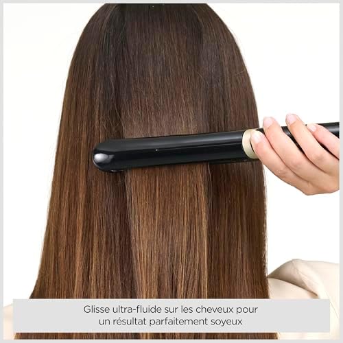 Lisseur Cheveux Super Smooth- Technologie ionique anti-frisottis, Tapis thermorésistant, Plaques en céramique pour un lissage parfait, Chauffe ultra-rapide, Températures de 140-235°C, ST393E