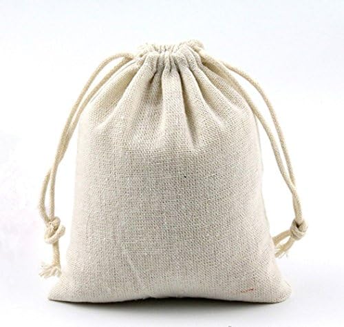 Startdy H20-12pcs Linen Bags solid color Burlap Drawstring sachet Gift Bag Pouch for Party Wedding