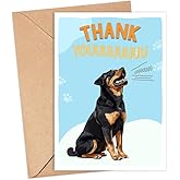 GreenStar Gifts Rottweiler Dog Card, Dog Thank You Card, Cute Pun Thank You Card For Him Her, For Friends, Teacher, Boss, Coworker, Dog Lover Gift, Veterinarian Thank You Gift, Rottweiler Dog Lover