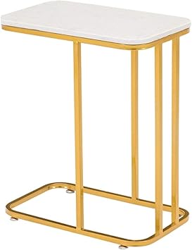 Amazon Com Erru Marble U Shape Side End Table With Metal Frame Laptop Coffee Holder Heavy Duty Bedside Table For Hallway Patio Office Load 50kg Furniture Decor