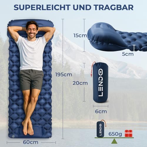 Camping Luftmatratze,Ultraleichte,195cm*60cm Mit Aufblasbarem