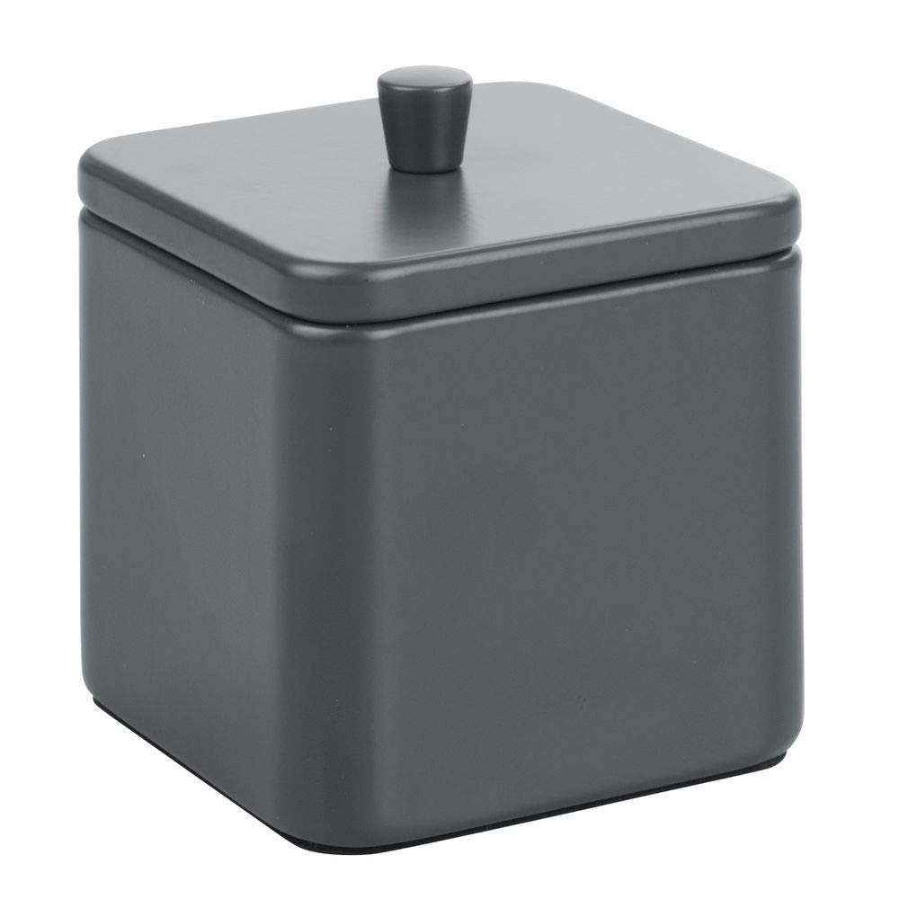 Matte Grey Also Suitable As A Cotton Bud Holder Bathroom Jars With Lids For Dust Protection Mdesign Cotton Pad Holder Laundry Storage Organisation Home Kitchen Umoonproductions Com