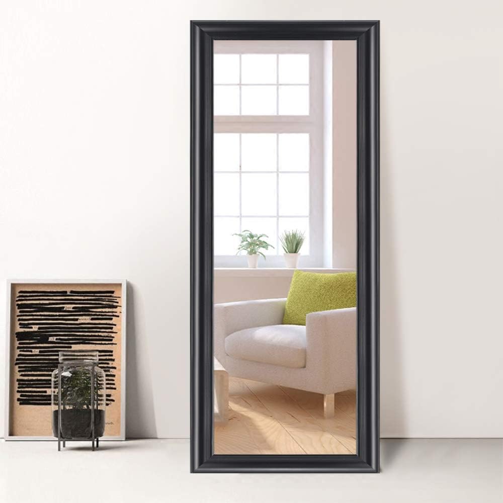 ElevensMirror Full Length Mirror Hanging Leaning Against Wall Dressing Mirror Large Rectangle Bedroom Floor Mirror Wall-Mounted Mirror (Black)