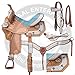 ME Enterprises Premium Leather Western Barrel Racing Adult Horse Saddle Tack, Size 14″-18″ Inches Seat Available, Free Matching Leather Headstall, Breast Collar, Reins (17″ Inches Seat, Saddle_3)thumb 1