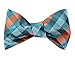 HISDERN Self Tie Bow Ties for Men Check Plaid Aqua Bow Tie and Pocket Square Green Classic Formal Bowtie Tuxedo Wedding Bowties Handkerchief Set