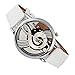 Polytree 2pcs Unisex Fashion Musical Note Hollow Faux Leather Strap Quartz Wrist Watch (Black White)