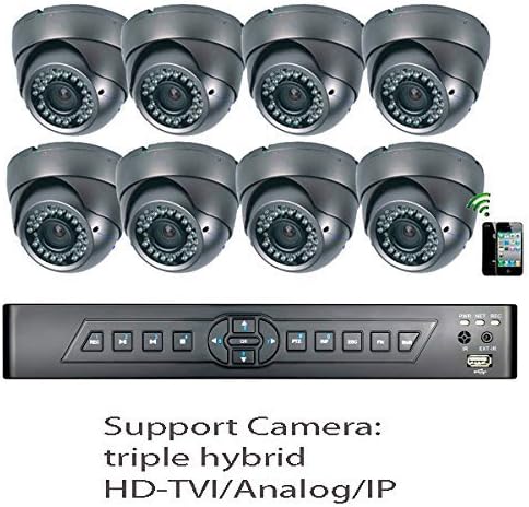 Amview 8CH 1080P Hybrid USB HDMI DVR with 1.3MP 1300TVL 36IR LEDs 2.8-12mm Lens CCTV Security Camera System