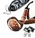 Pear Wood Hand Carved Tobacco Smoking Pipe Ship + Pouch