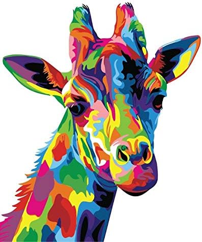 Tonzom Paint by Numbers Kits 16x20 inches DIY Oil Painting for Kids, Students, Adults Beginner with Brushes Without Frame (Neon Giraffe)