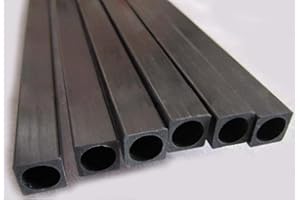 LUKYO Square Carbon Fiber Tubes 6x6x5x200mm Inner Round(Diameter 5mm),Pultruded Carbon Fiber Rods 4pcs
