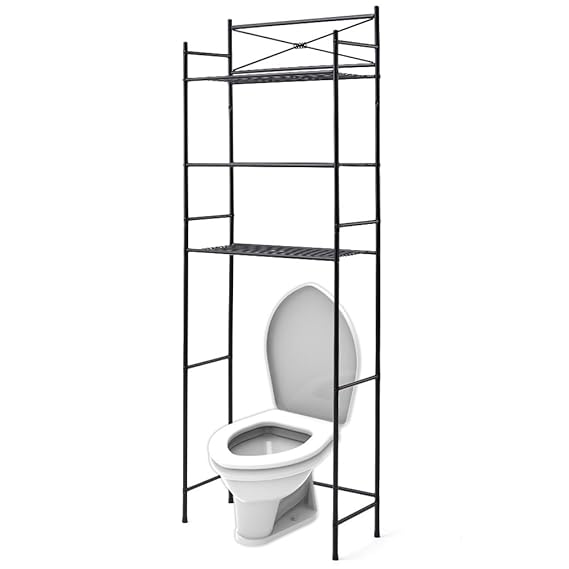 EZOWare Toilettenregal Bad WC Regal Platzsparend Allzweckregal Waschmaschinen Regal - Schwarz