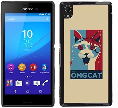 Hard PC Protective Case Smartphone Case Cover for Sony Xperia M4 Aqua // Omg Cat Funny Poster Quote White // CooleCell