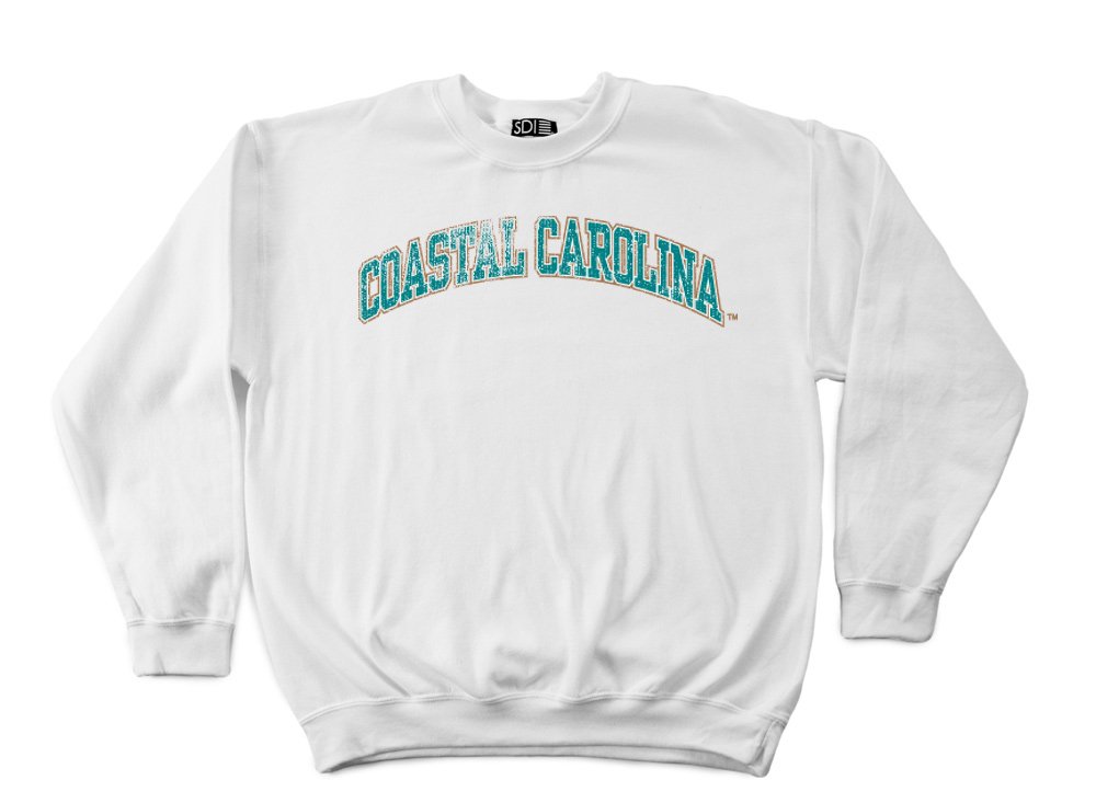 SDINCAA Coastal Carolina Chanticleers 50/50 Blended 8-Ounce Vintage Arch Crewneck Sweatshirt