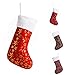 SANNO 6 Pcs 16 inch Red Christmas Stockings, Bulk Gifts Holder Classic Craft Socks Gold Snowflakes with White Cuff Design, 16